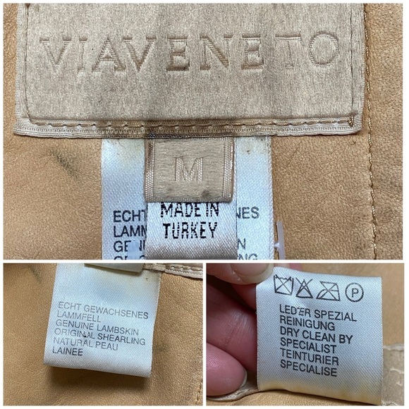 Via Veneto Jacket Womens Size Medium Tan  Lambskin Coat Penny Lane Joplin - Picture 10 of 17